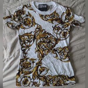 Versace Jeans Couture White and Gold Graphic Tee